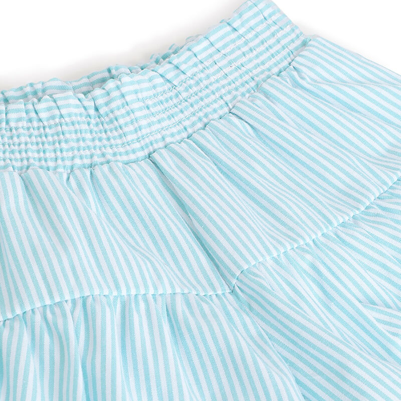 Girls White and Light Blue Striped Shorts image number 2